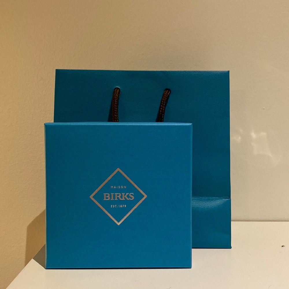 Birks box and paper bag packaging set